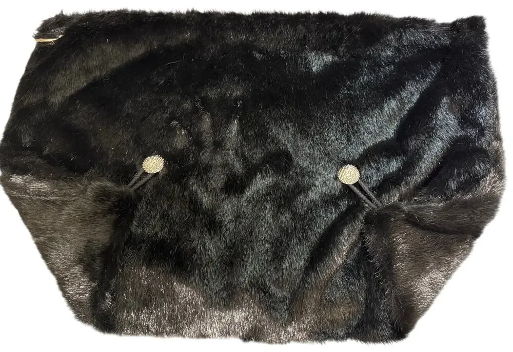 Karlucci Unreleased Black Fur Tote - Pink Satin Lining - NWT